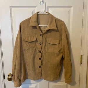 Shein Beige Corduroy Button-Up Jacket